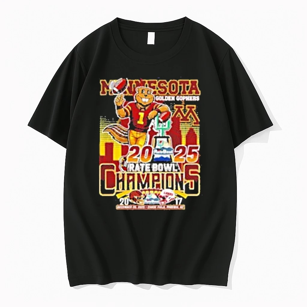 Minnesota Golden Gophers Rate Bowl 2025 Trophy Mascot Skyline Final Score Shirts
