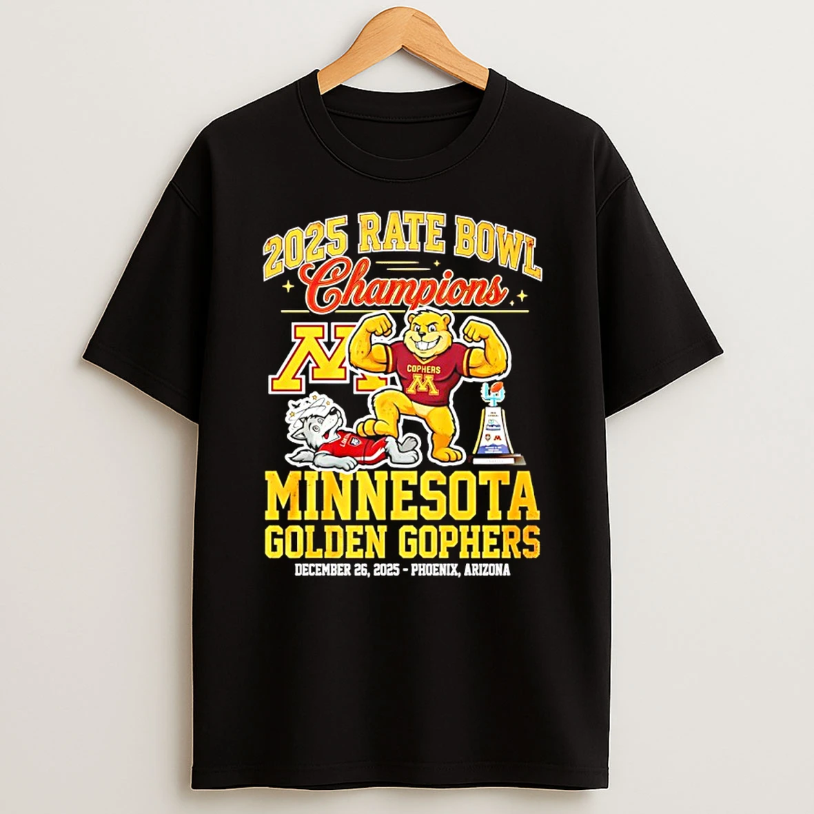 Minnesota Golden Gophers Rate Bowl Champions 2025 Mascot Shirts