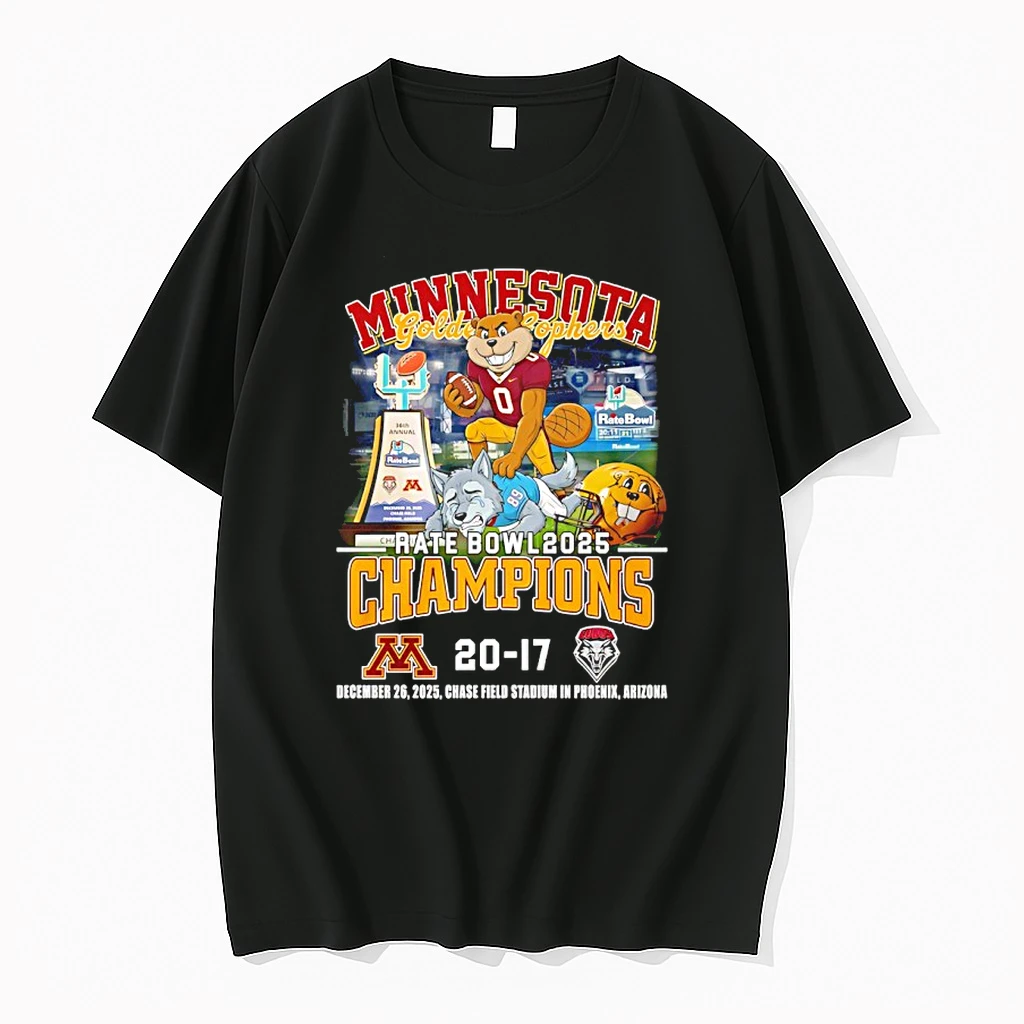 Minnesota Golden Gophers Football 2025 Rate Bowl Champions 20 17 Score Mascot Shirts
