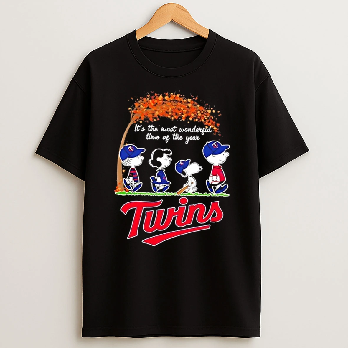 Minnesota Twins X Peanuts Snoopy And Friends Autumn Its The Most Wonderful Time Of The Year Shirts
