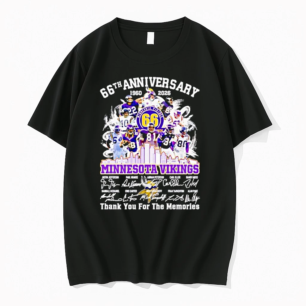 Minnesota Vikings 66th Anniversary 1960 2026 Thank You For The Memories Signatures Shirts