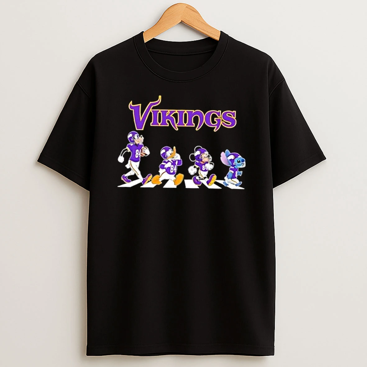 Minnesota Vikings X Disney Stitch Mickey Donald Duck Goofy Abbey Road Shirts