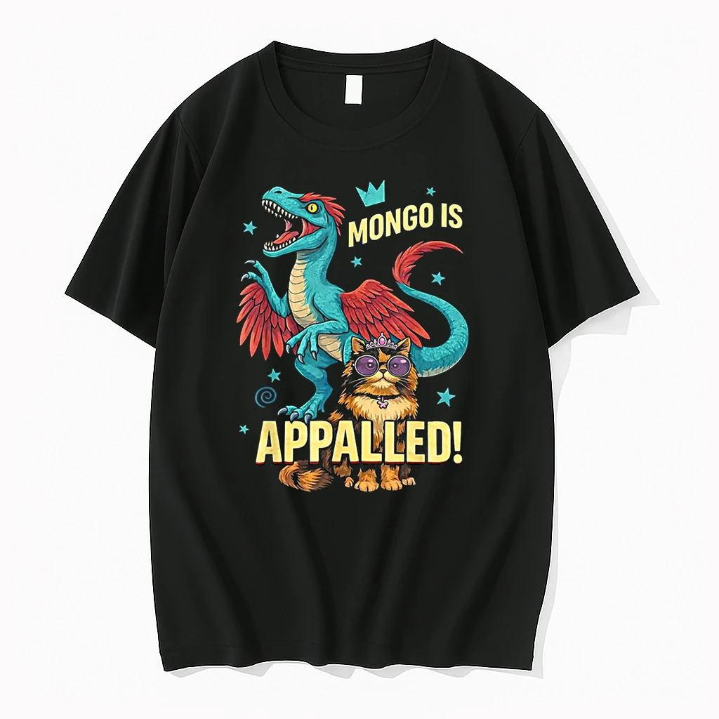Mongo Is Appalled Princess Cat Riding Dinosaur Shirts
