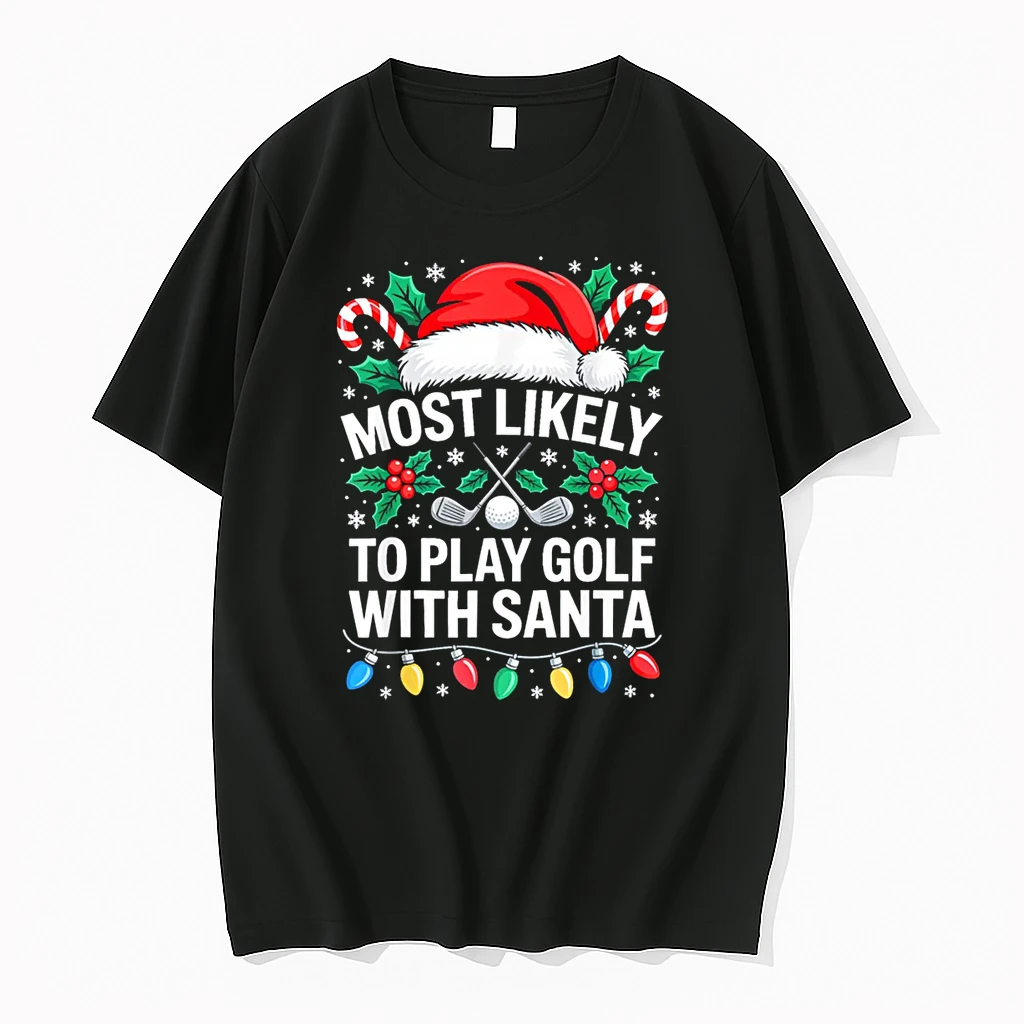 Most Likely To Play Golf With Santa Family Christmas Shirts