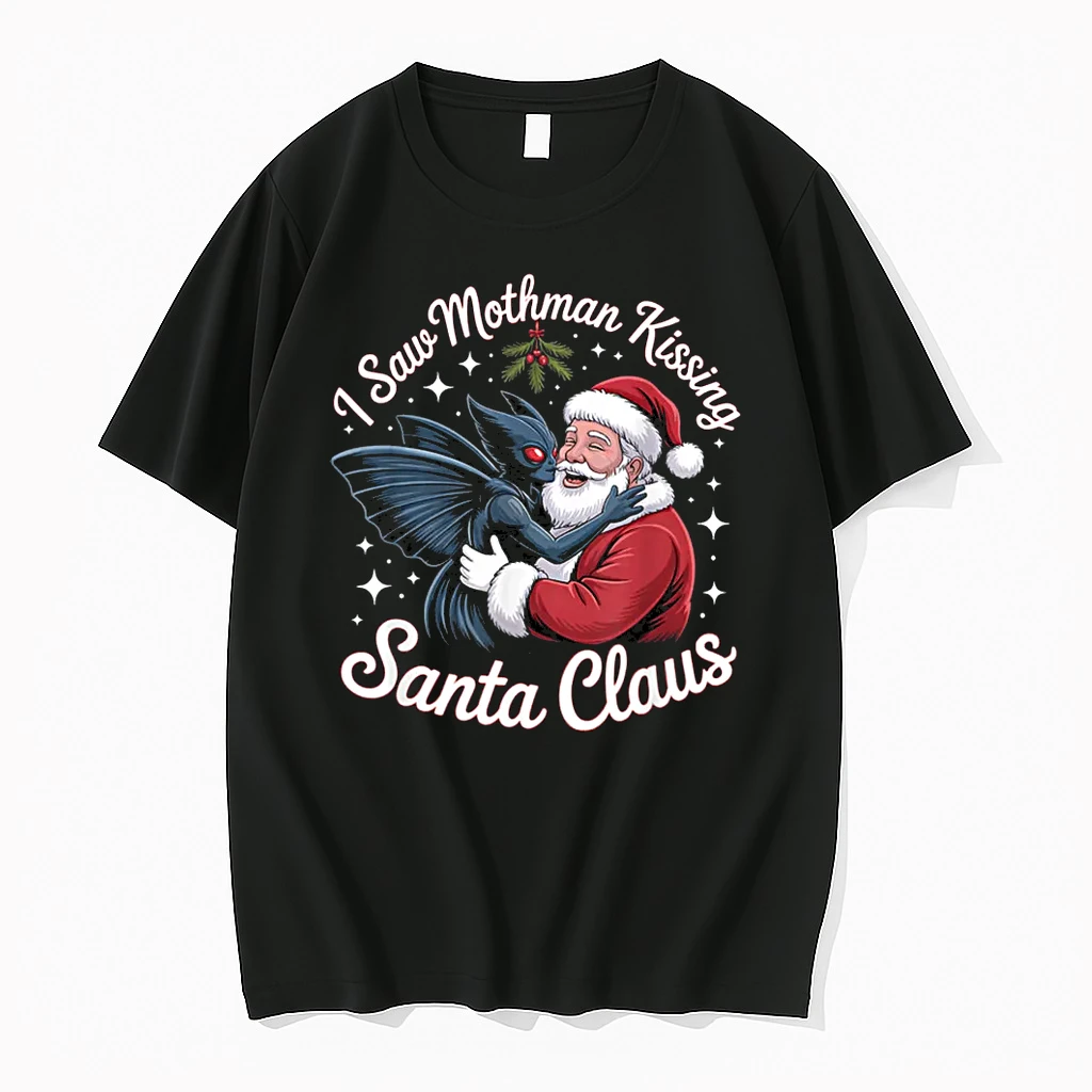 Mothman Santa Claus Kissing Sci Fi Monster Mythical Creature Shirts