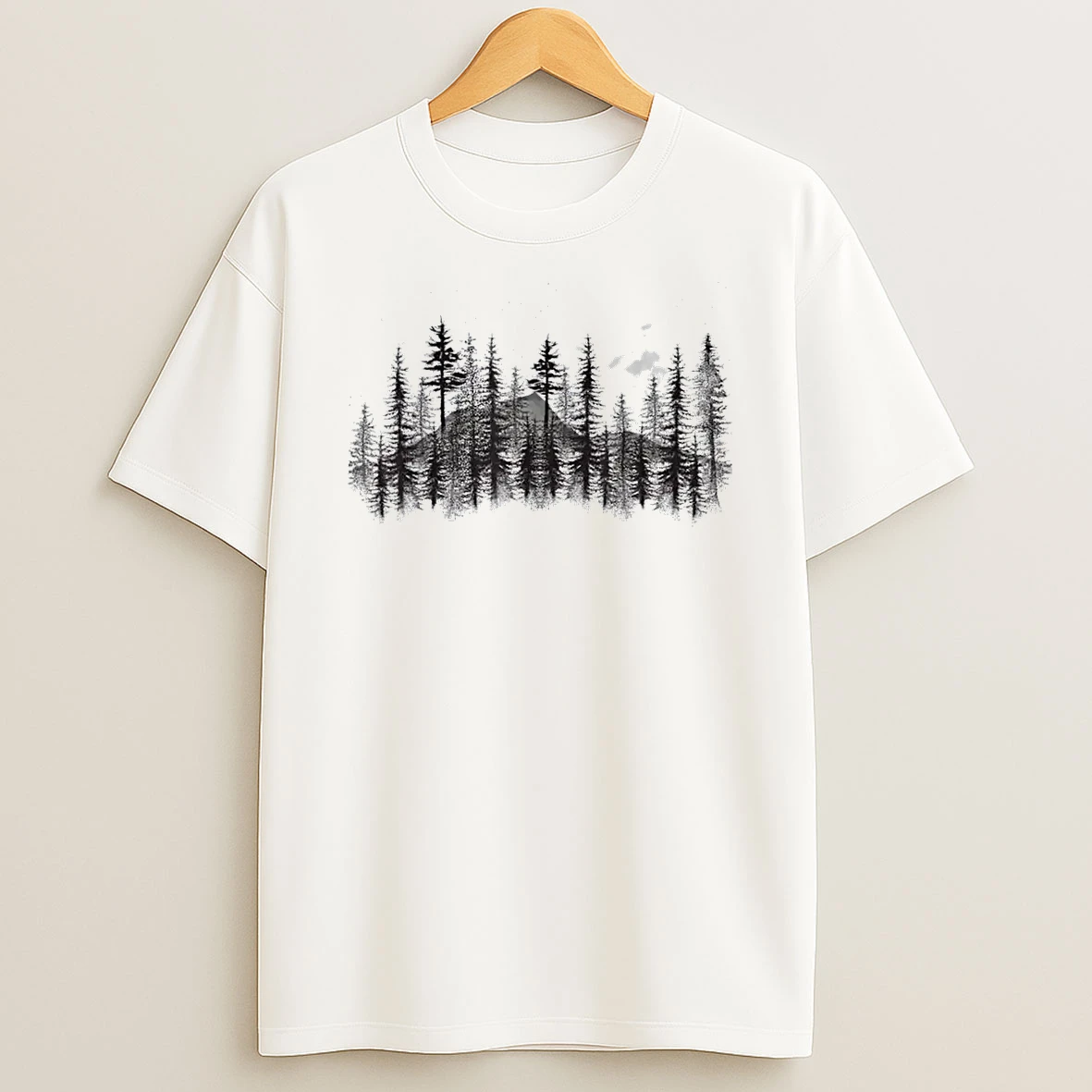 Mountain Forest Moon And Stars Night Sky Shirts