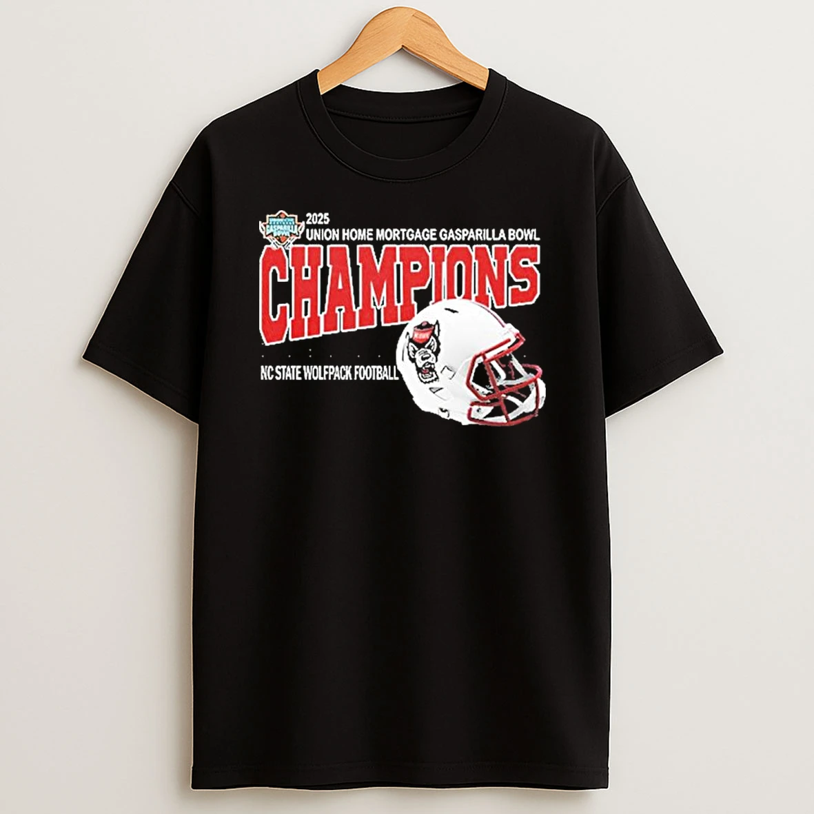 Nc State Wolfpack 2025 Gasparilla Bowl Champions Helmet Shirts