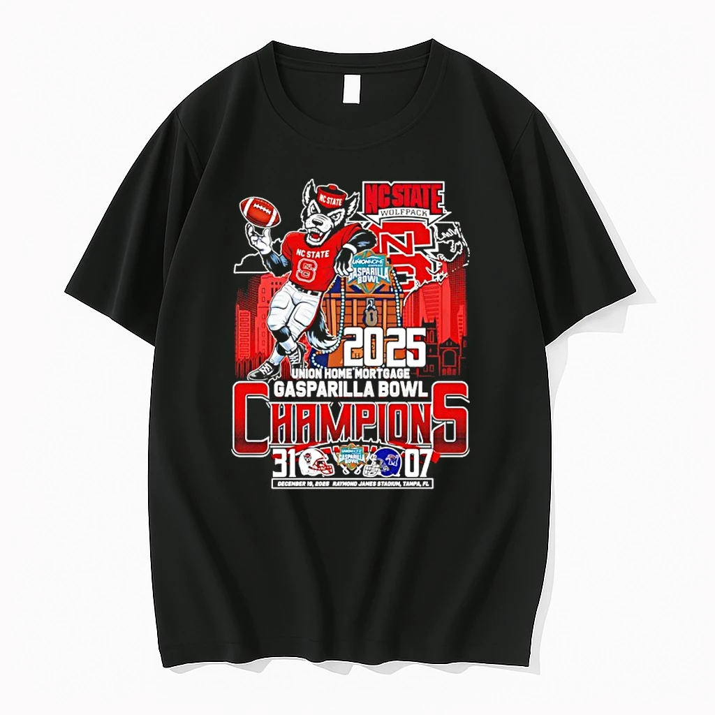 Nc State Wolfpack 2025 Union Home Mortgage Gasparilla Bowl Champions Score Shirts