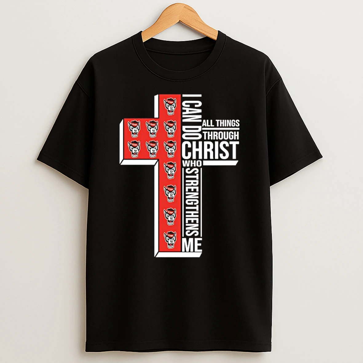 Nc State Wolfpack Cross I Can Do All Things Through Christ Who Strengthen Me Shirts