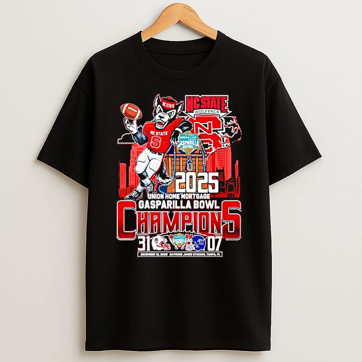 Nc State Wolfpack Gasparilla Bowl 2025 Champions Celebrating Shirts