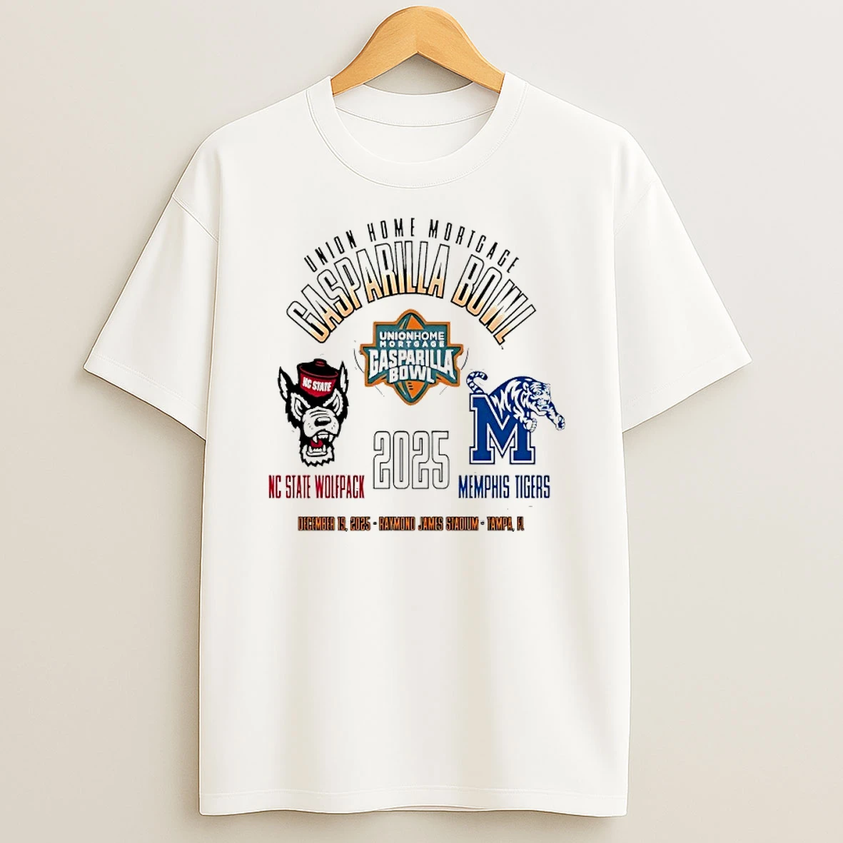 Nc State Wolfpack Vs Memphis Tigers 2025 Union Home Mortgage Gasparilla Bowl Shirts