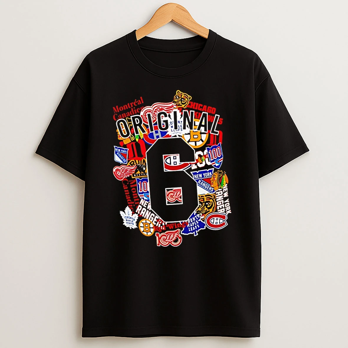 Nhl Starter Black 6 Logo Collage Shirts