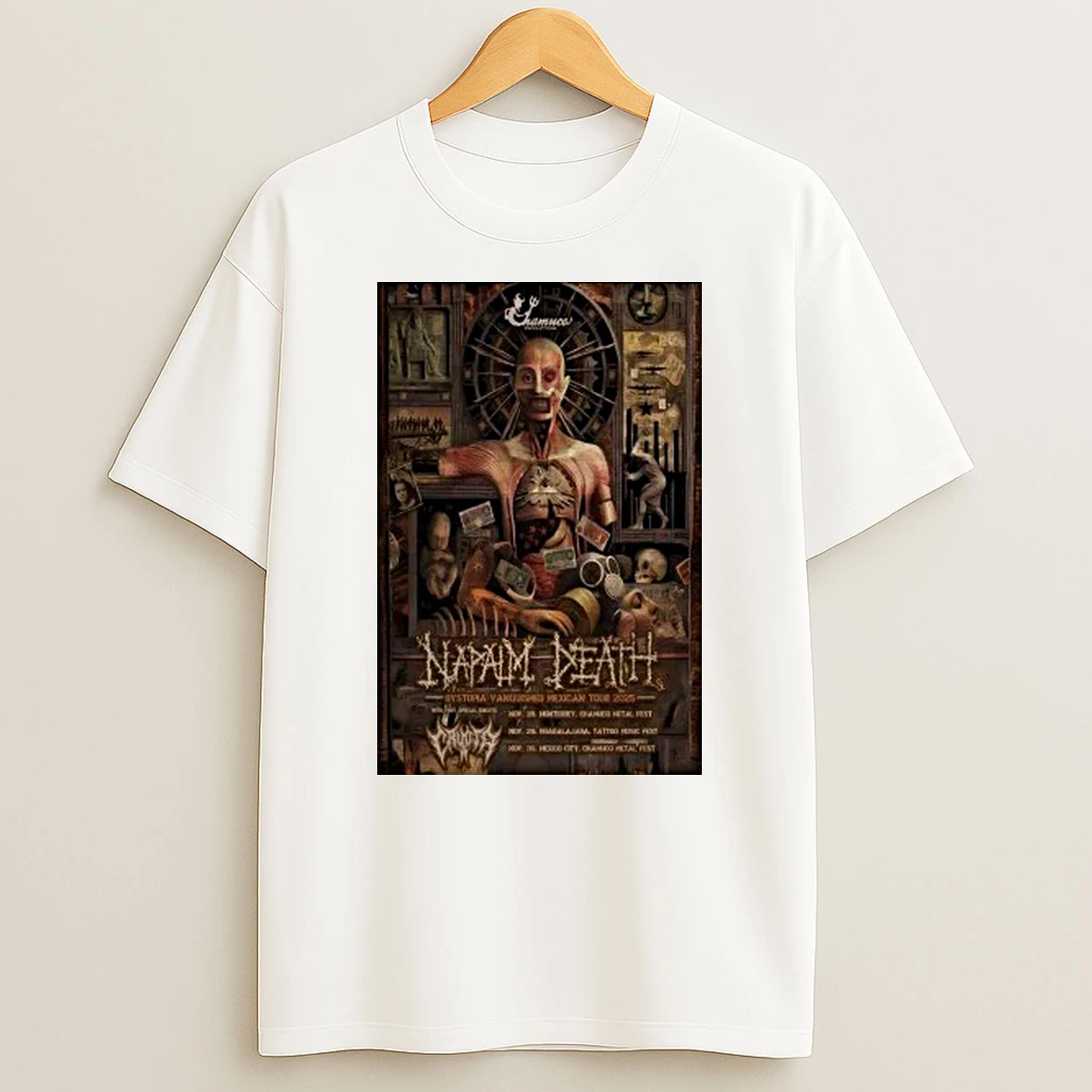 Napalm Death Dystopia Vanquished Mexican 2025 Shows Shirts