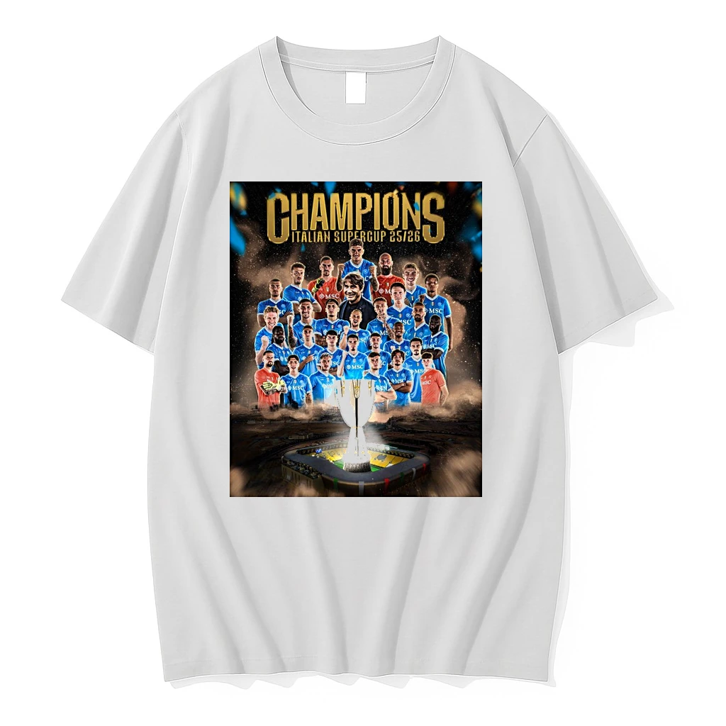 Napoli Defeated Bologna Football 2025 26 Italian Super Cup Champions Shirts