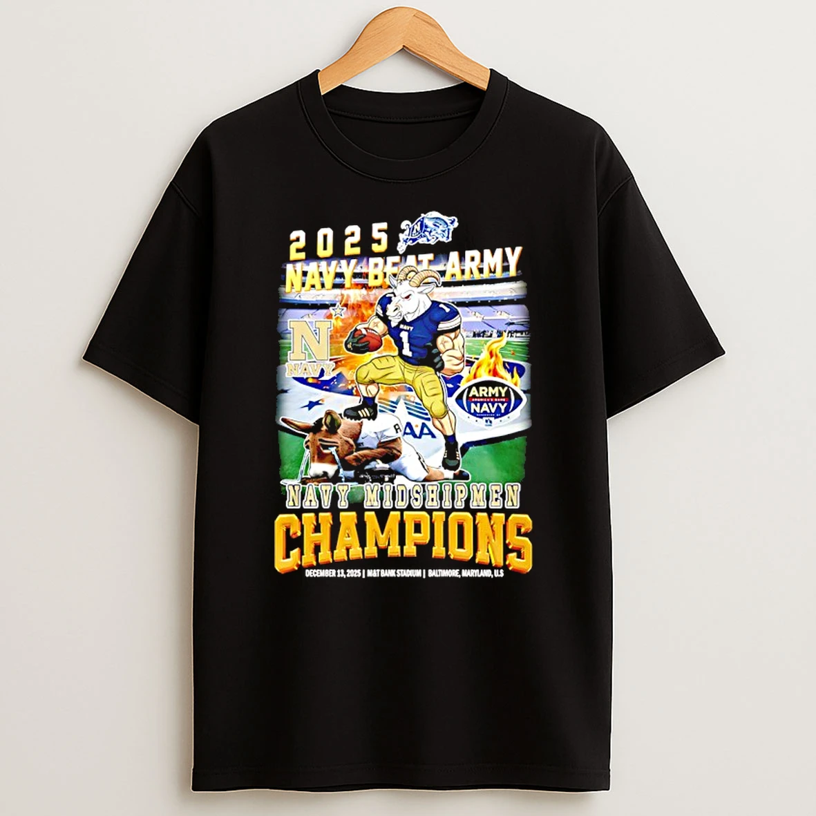 Navy Midshipmen 2025 Navy Beat Army Champions Mascot Shirts