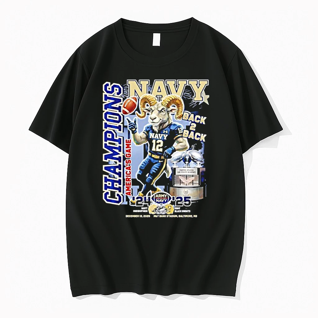 Navy Midshipmen Back 2 Back 24 25 Americas Game Champions Mascot Shirts