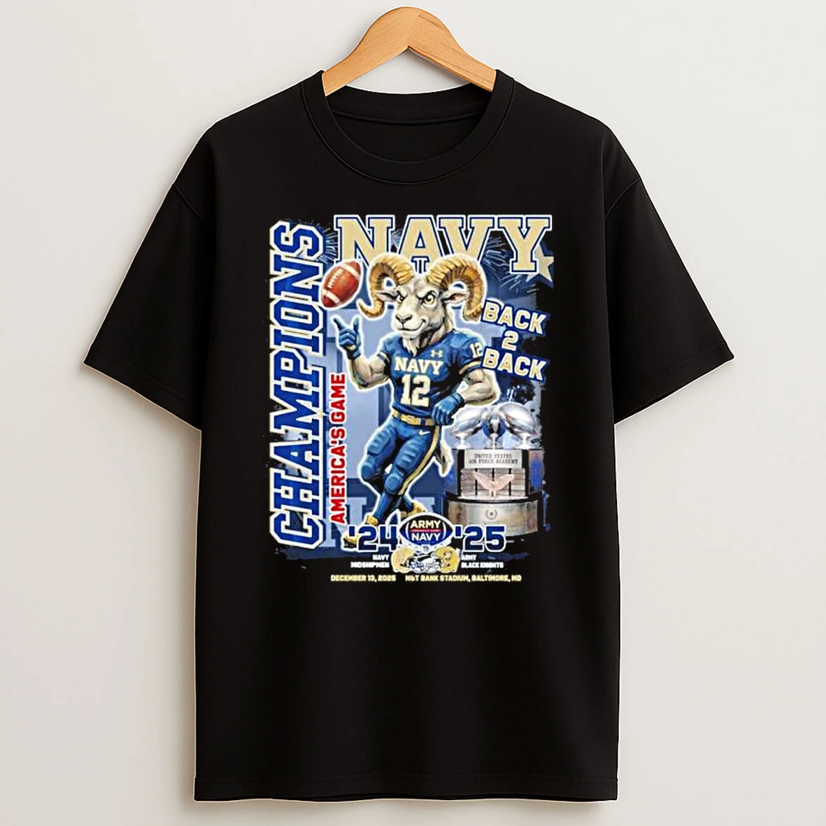 Navy Midshipmen Mascot Back 2 Back Americas Game Champions Shirts