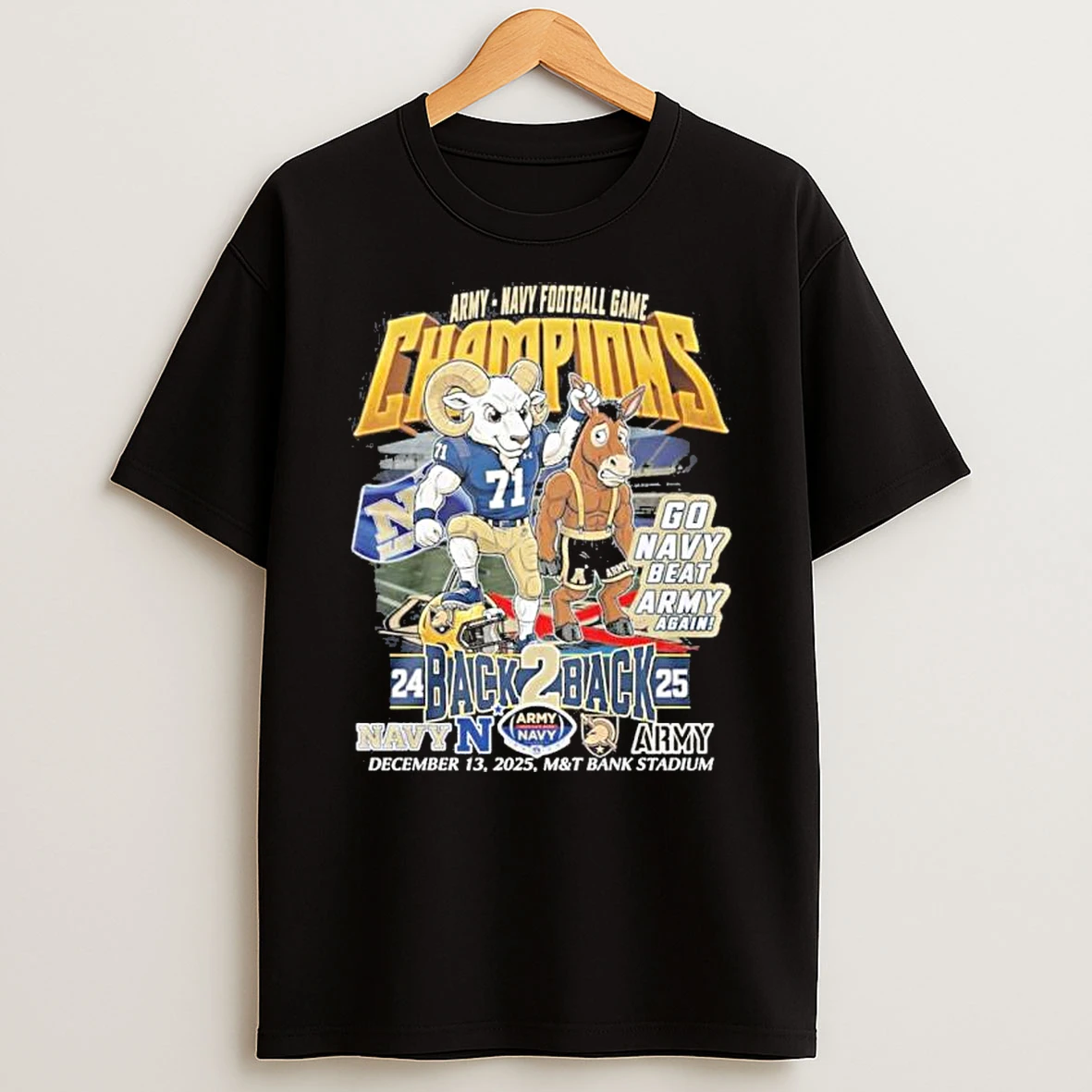 Navy Midshipmen Mascot Back 2 Back Army Navy Football Game Champions Shirts