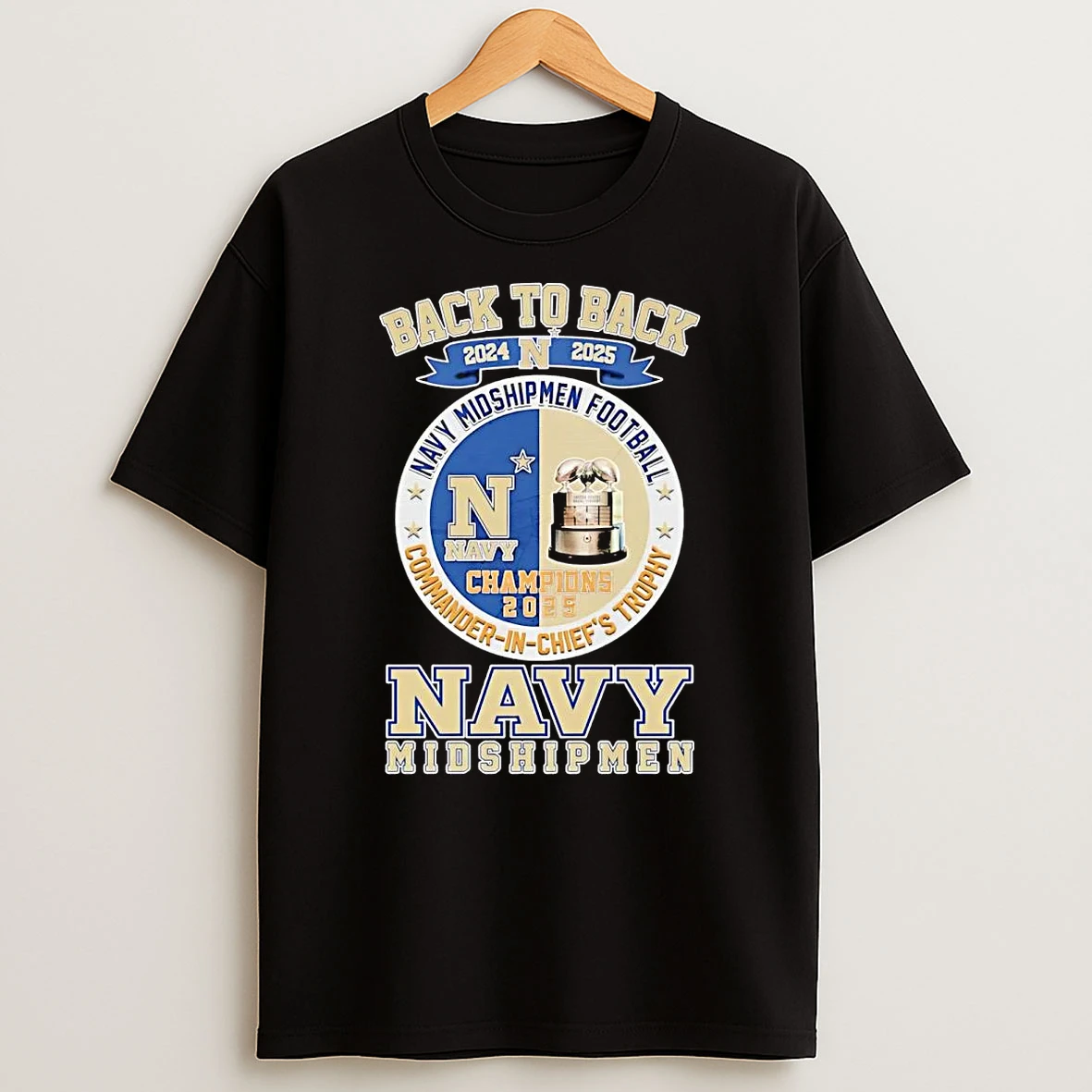 Navy Midshipmen Back To Back 2025 Commander In Chiefs Trophy Shirts
