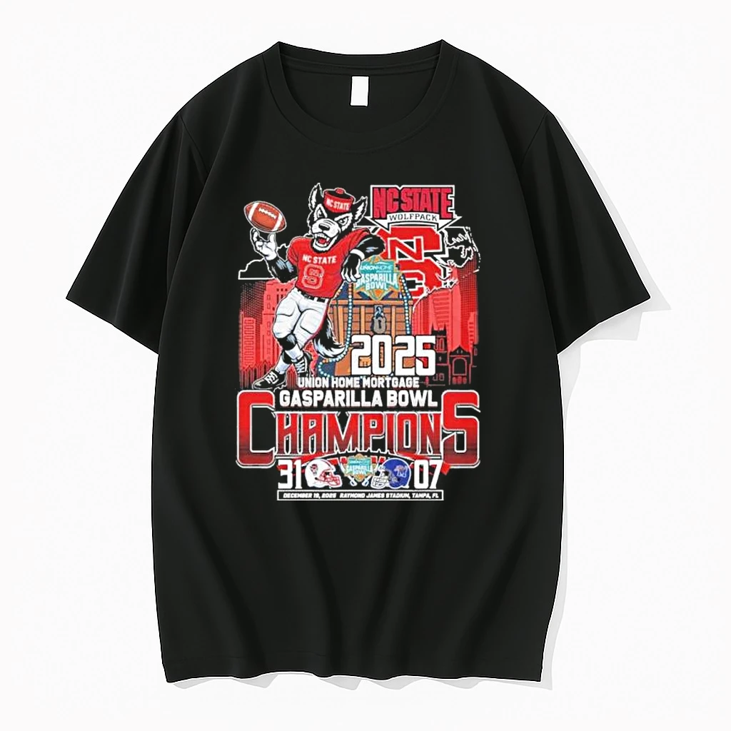 Nc State Wolfpack Mascot 2025 Gasparilla Bowl Champions Score Shirts