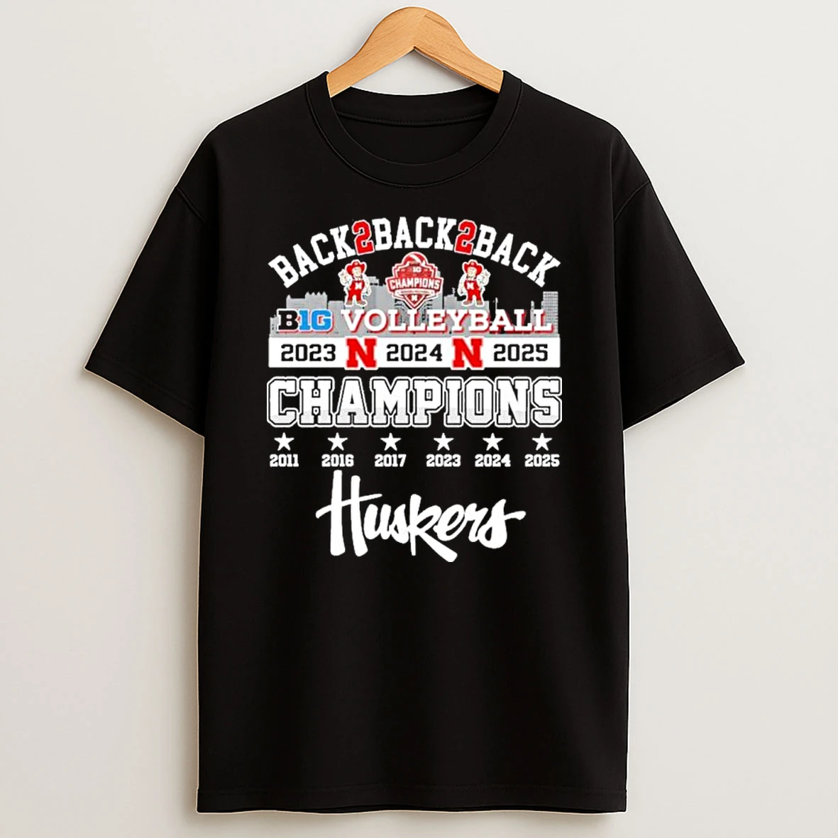 Nebraska Huskers Back 2 Back 2 Back Big Ten Volleyball Champions Shirts