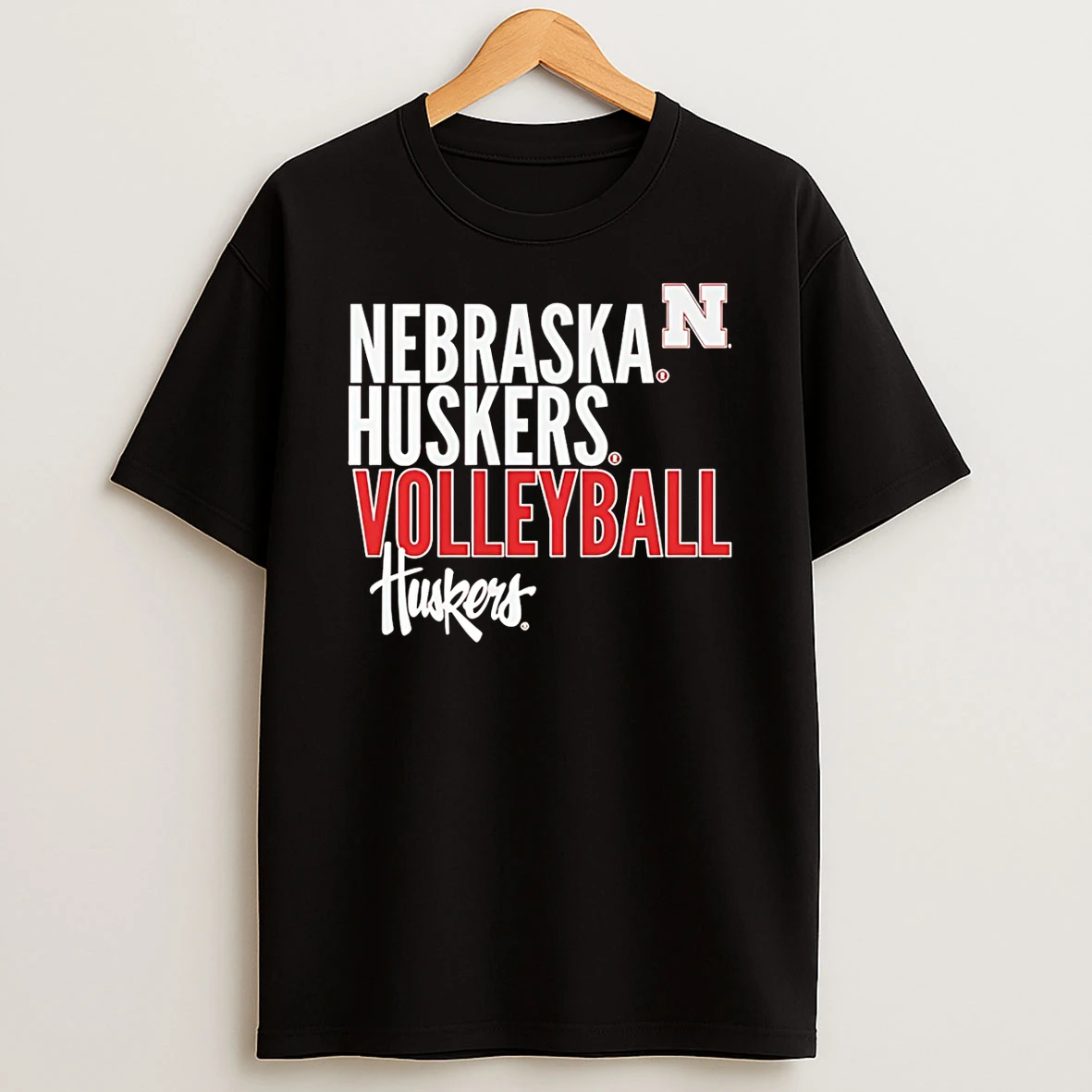 Nebraska Huskers Volleyball Huskerstext Logo Overlay Shirts