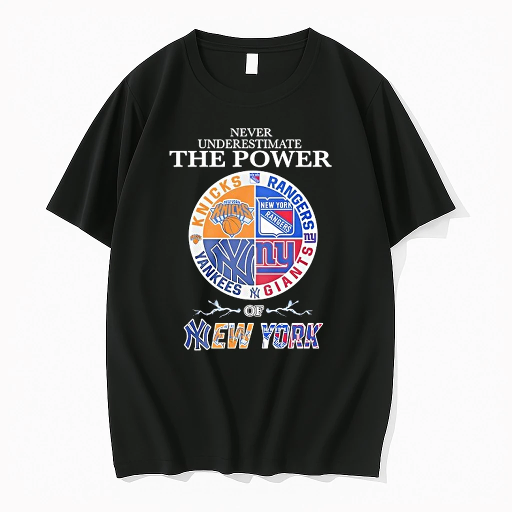 Never Underestimate The Power Of New York Knicks Rangers Yankees Giants Mashup Logo Shirts