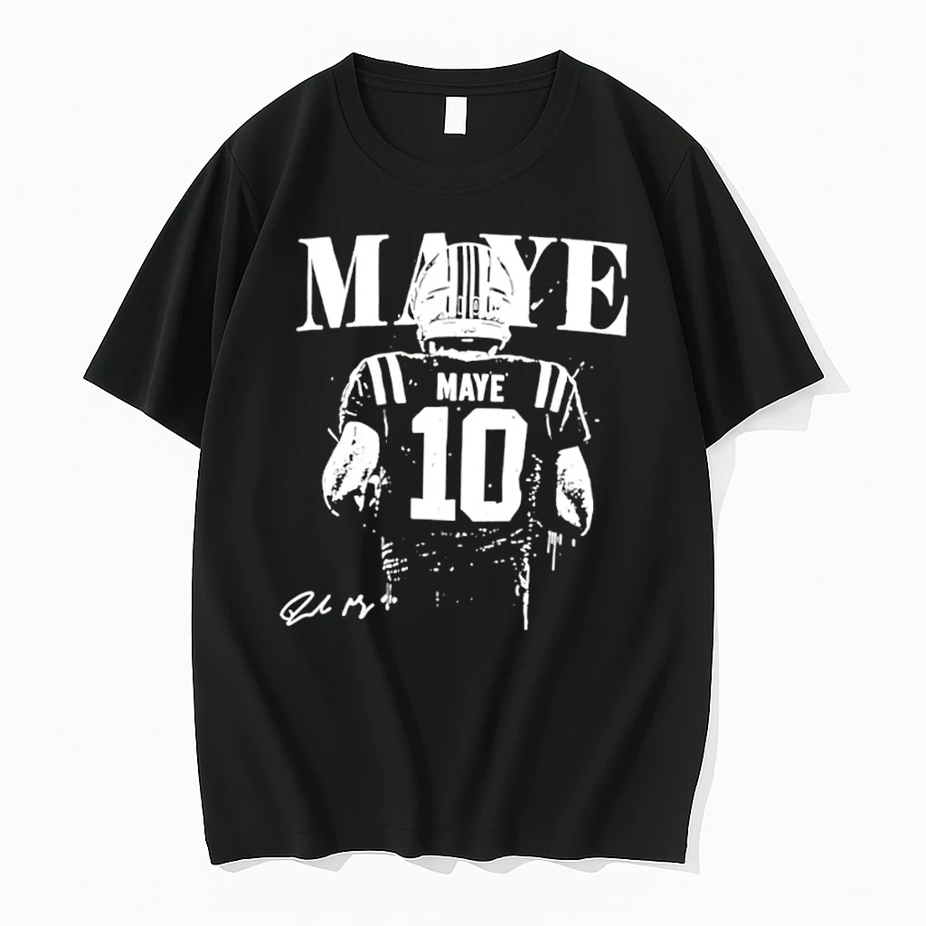 New England Patriots 10 Drake Maye Qb Football Black White Shirts