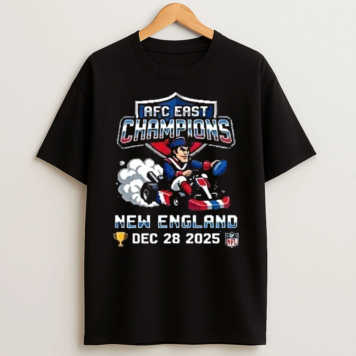 New England Patriots 2025 Afc East Champions December 28 2025 Mario Kart Racing Shirts