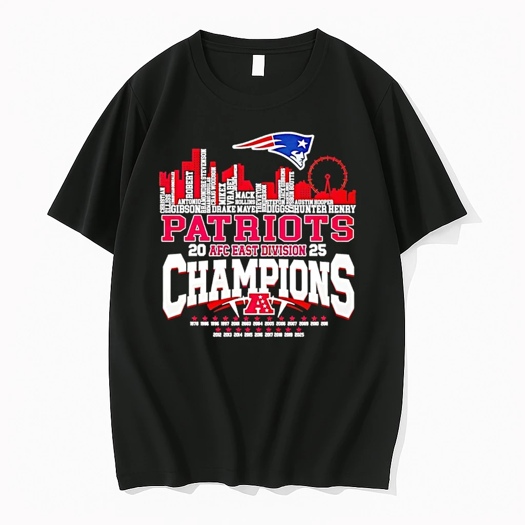 New England Patriots 2025 Afc East Division Champions City Skyline Shirts