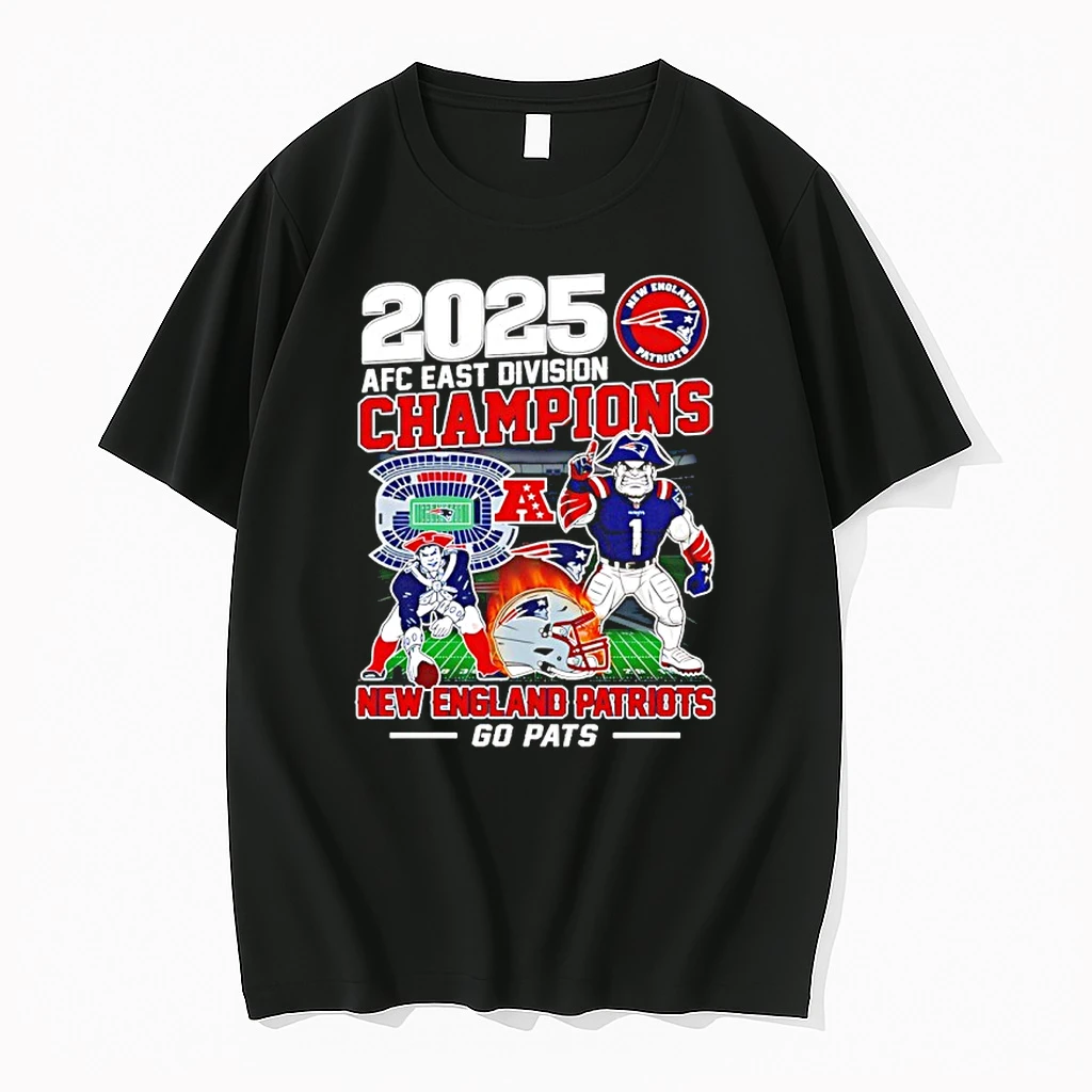 New England Patriots 2025 Afc East Division Champions Go Pats Mascot Shirts
