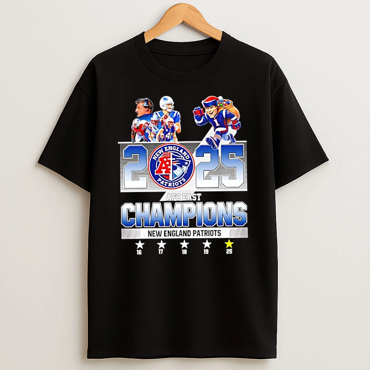 New England Patriots 2025 Afc East Division Champions Mascot Shirts