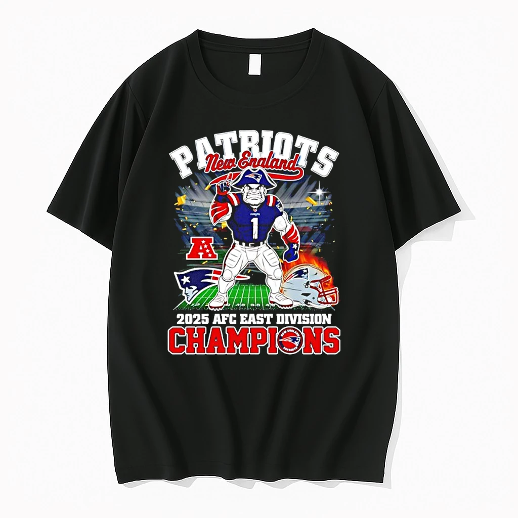 New England Patriots 2025 Afc East Division Champions Mascot Stadium Shirts