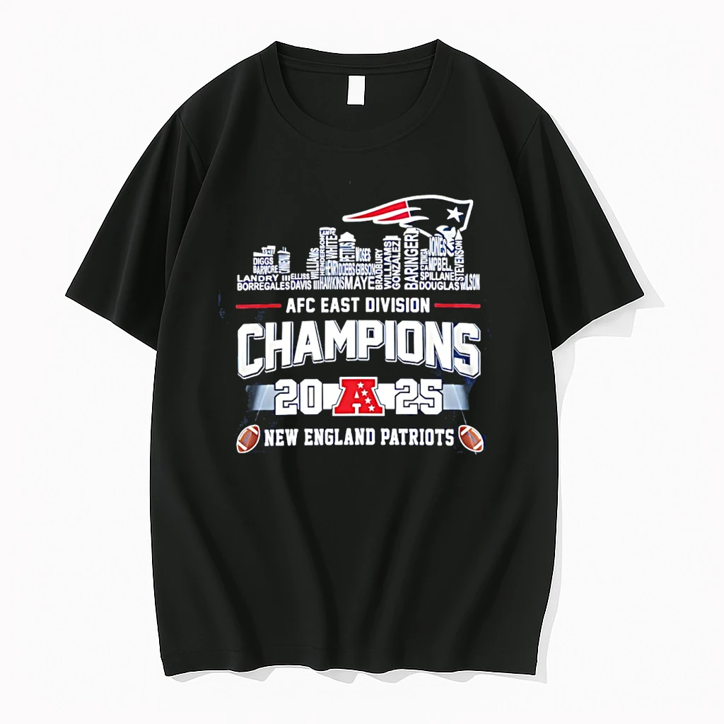 New England Patriots 2025 Afc East Divison Champions Names Skyline Shirts
