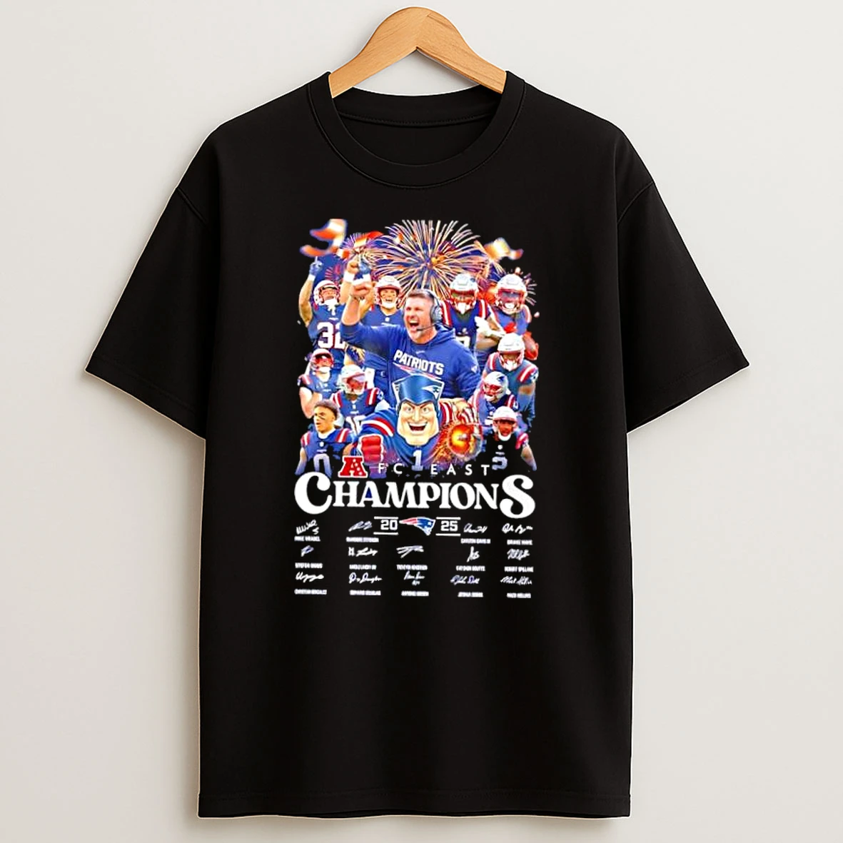New England Patriots Afc East Champions 2025 Graphic Team Shirts