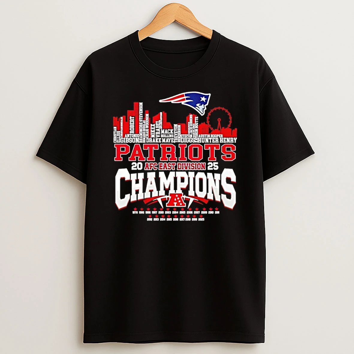 New England Patriots Afc East Division Champions 25 Player Name Shirts