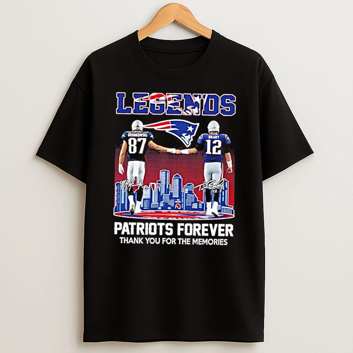 New England Patriots Forever Legends Gronkowski X Brady Skyline Shirts
