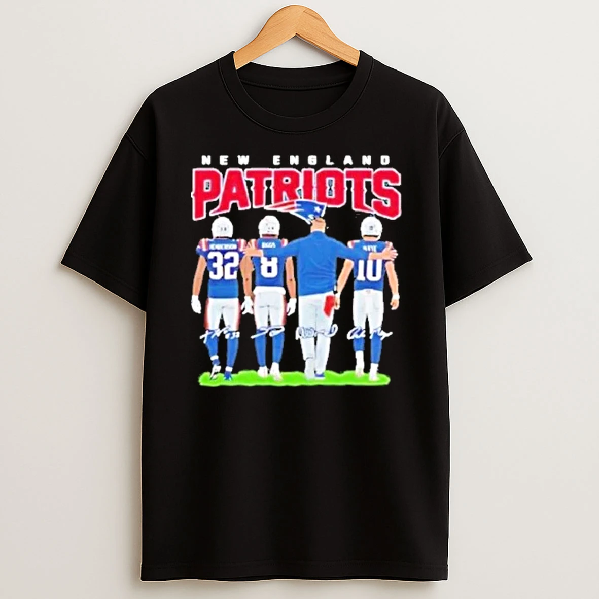 New England Patriots Graphic Apparel Signatures Coach And Players Shirts