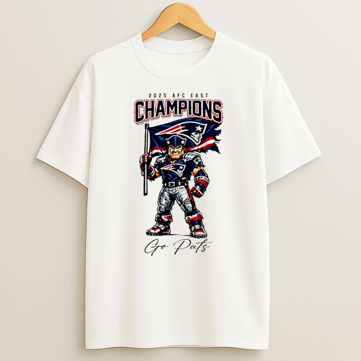New England Patriots Nfl 2025 Afc East Champions Mascot Shirts