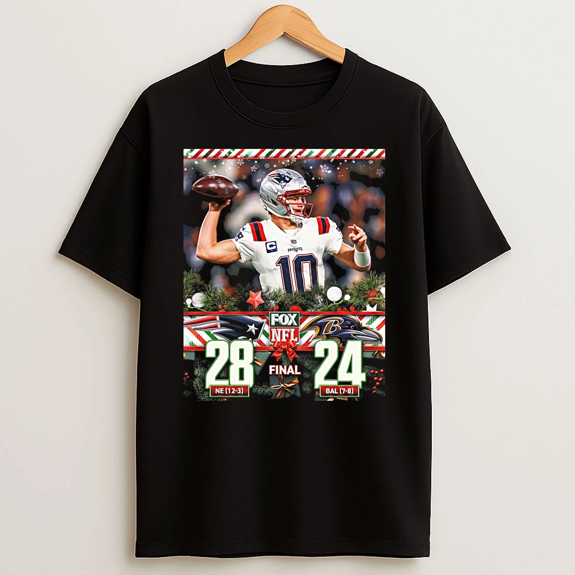 New England Patriots Defeat Baltimore Ravens Final 28 24 Fox Nfl Merry Christmas Shirts