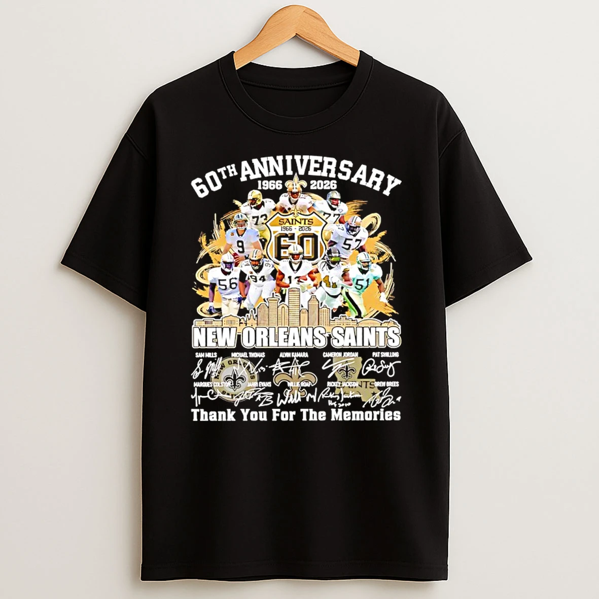 New Orleans Saints 60th Anniversary 1966 2026 Thank You For The Memories Signatures Shirts