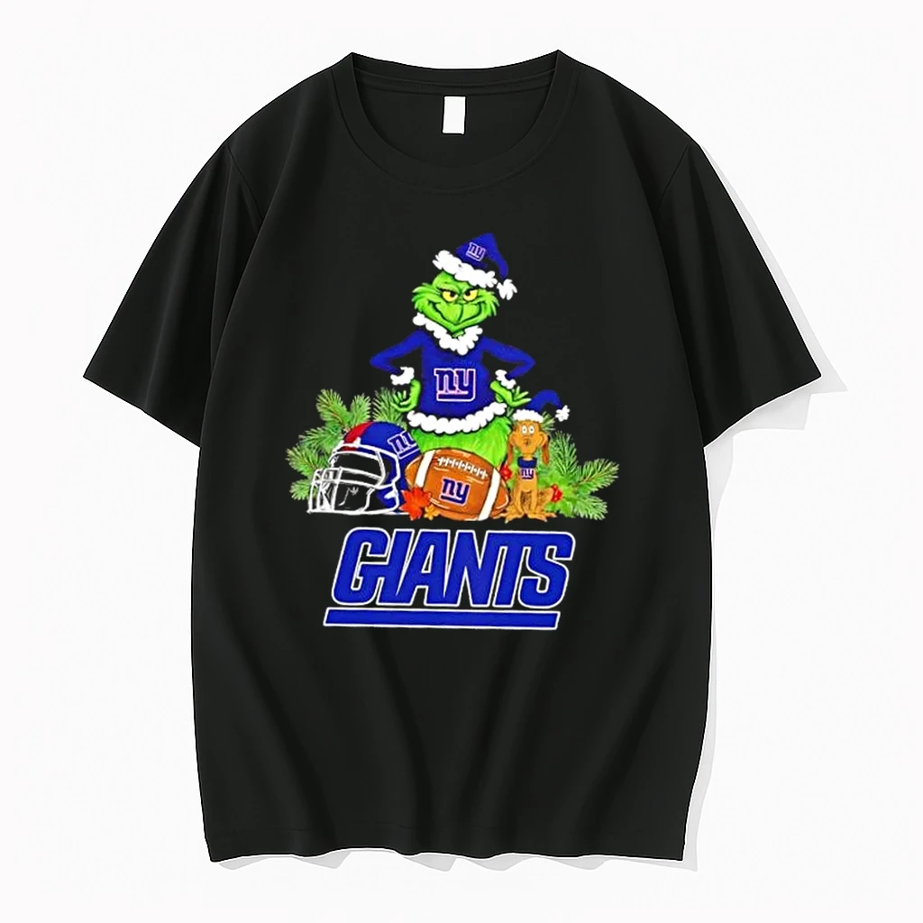 New York Giants Football X Grinch And Max Dog Merry Christmas Shirts