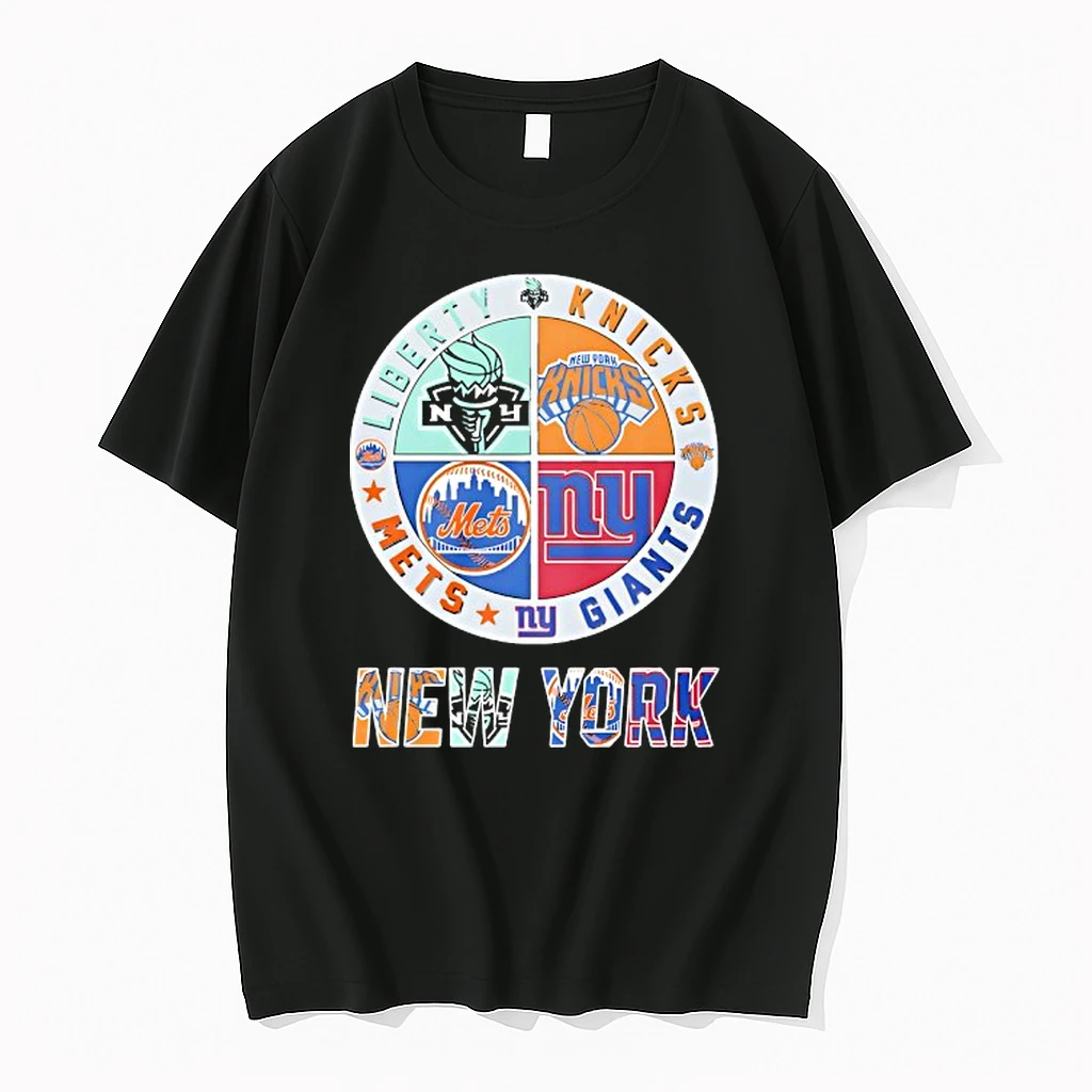 New York Giants New York Mets New York Knicks New York Libert Mashup Logo Shirts