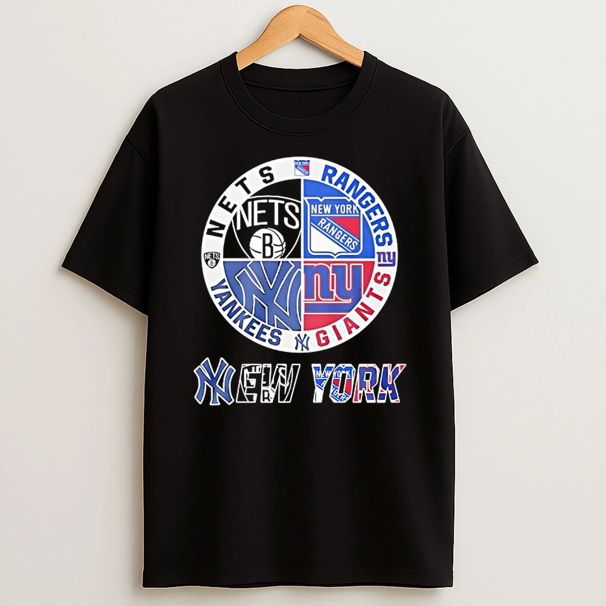 New York Giants New York Yankees York Nets New York Rangers Mashup Logo Shirts