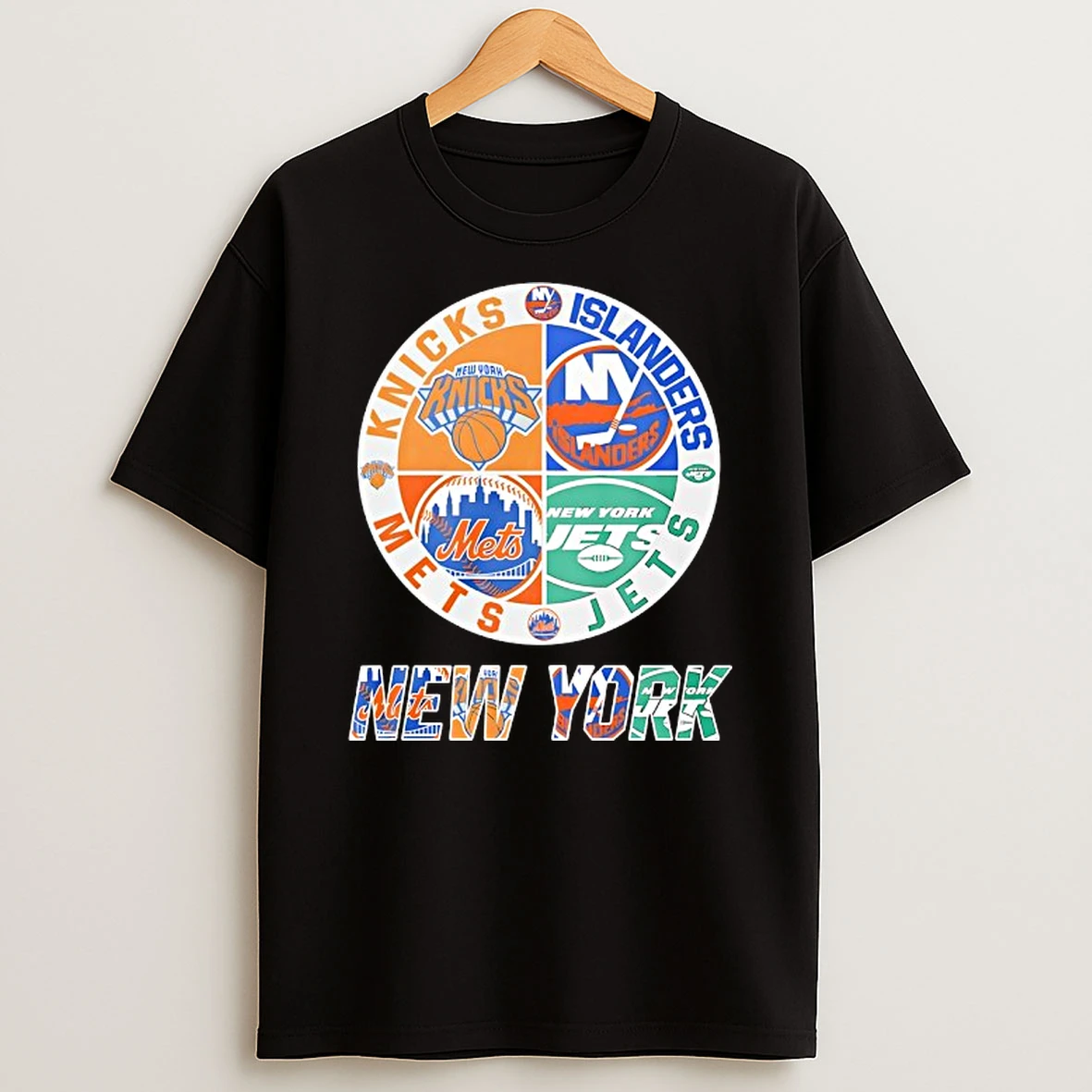 New York Islanders New York Mets New York Jets New York Knicks Mashup Logo Shirts