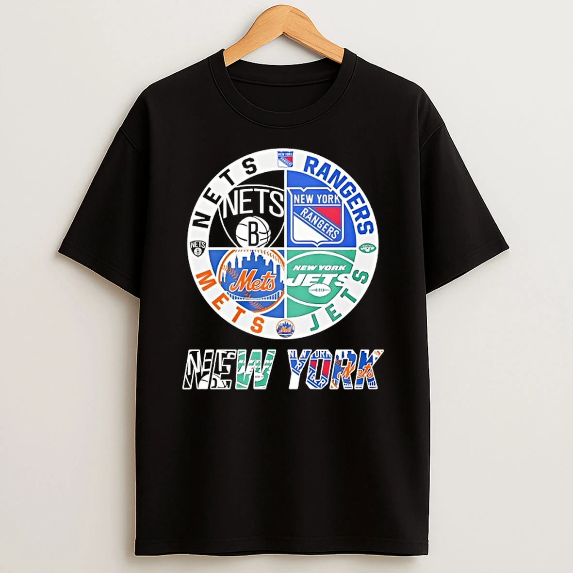 New York Jets New York Nets New York Mets And New York Rangers Mashup Logo Shirts
