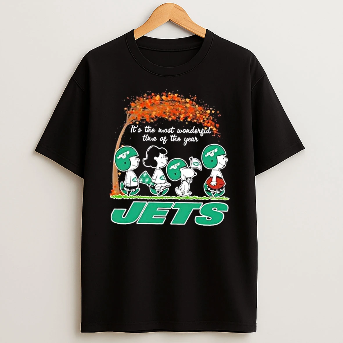 New York Jets X Peanuts Snoopy And Friends Autumn Its The Most Wonderful Time Of The Year Shirts