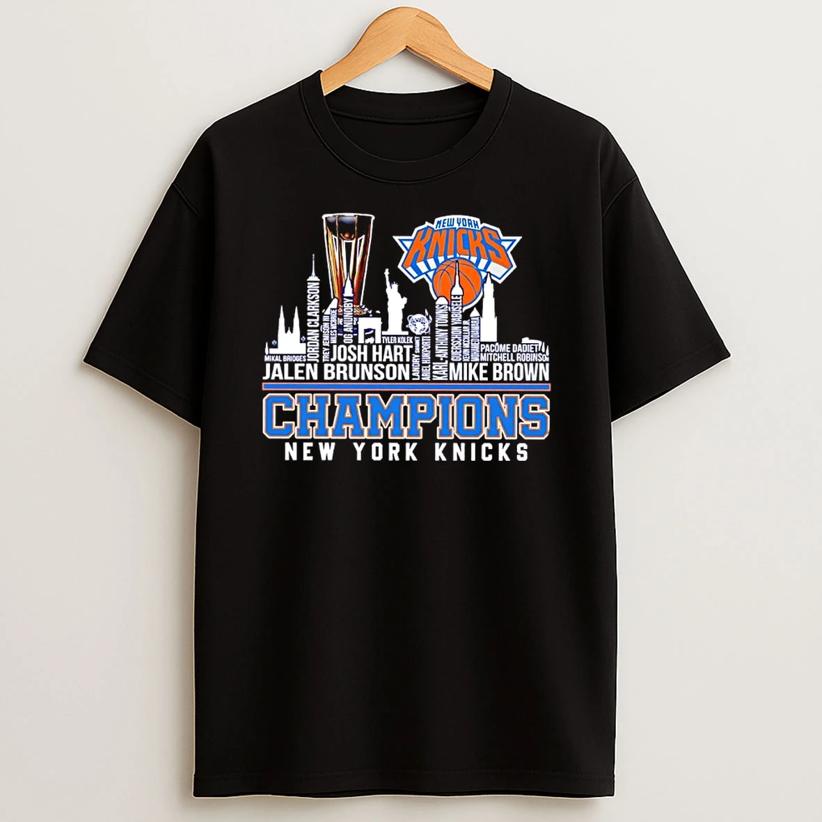 New York Knicks 2025 Nba Cup Champions Players Names City Skyline Shirts