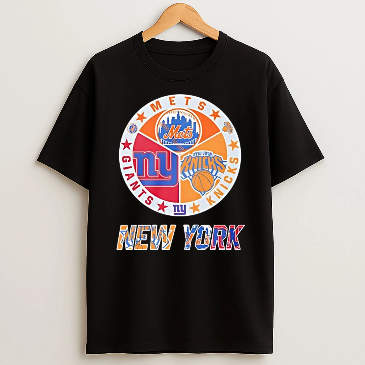 New York Knicks New York Mets New York Giants Mashup Logo Shirts