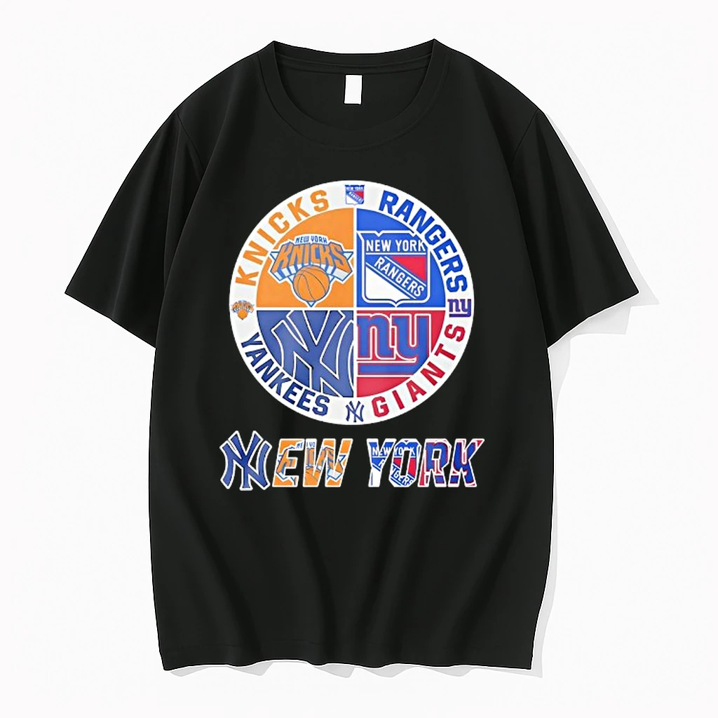 New York Knicks New York Rangers New York Yankees New York Giants Mashup Logo Shirts